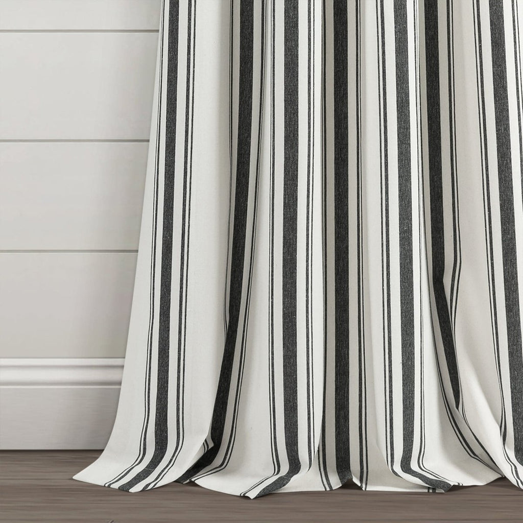 Farmhouse Stripe Yarn Dyed Recycled Cotton Blend Window Curtain Panel Set
