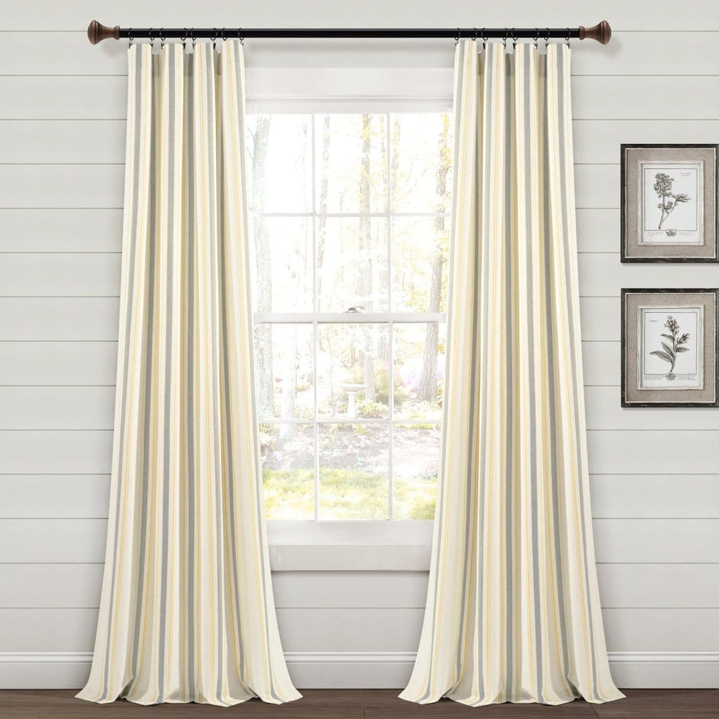Farmhouse Stripe Yarn Dyed Recycled Cotton Blend Window Curtain Panel Set