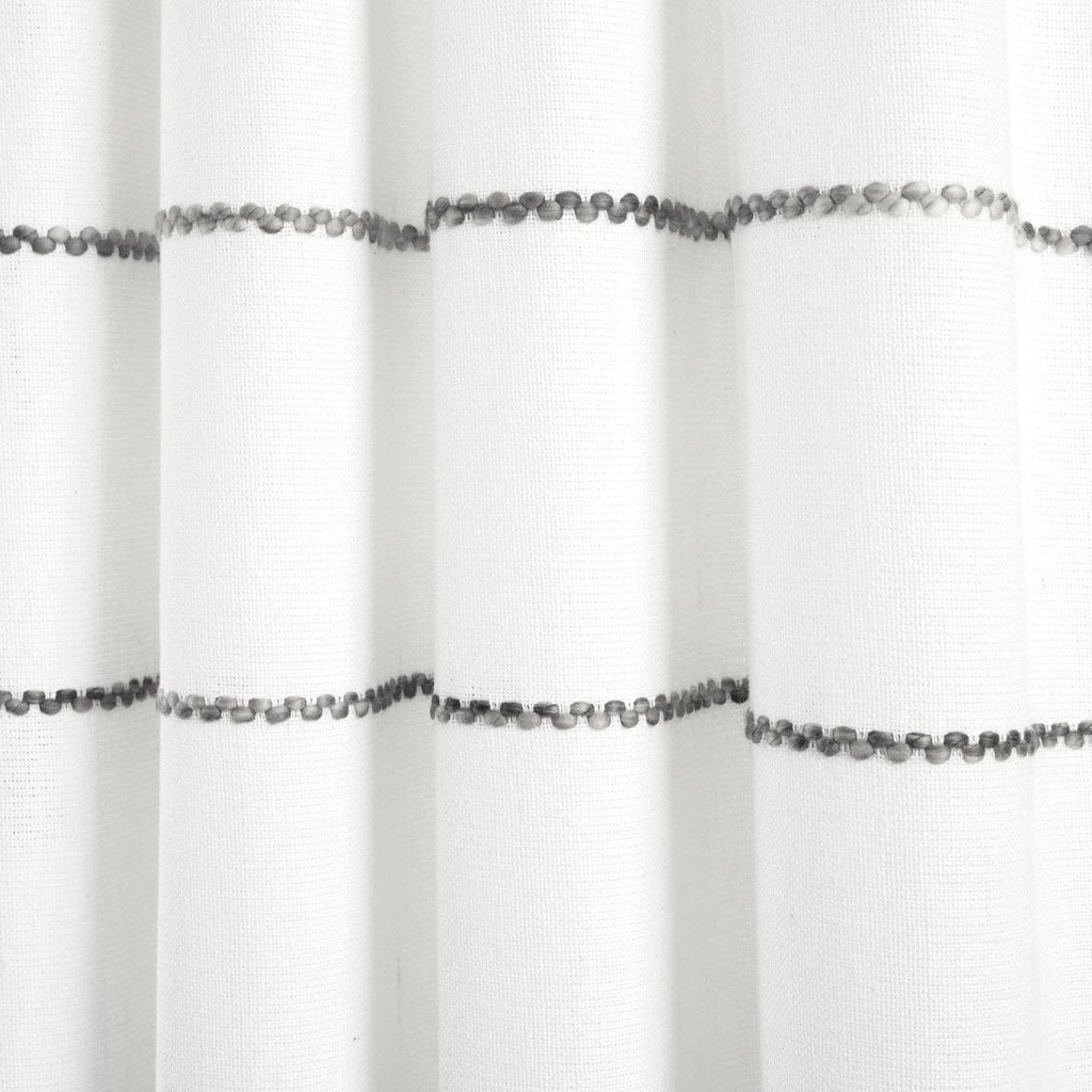 Farmhouse Boho Stripe Woven Tassel Yarn Dyed Recycled Cotton Blend Window Curtain Panel Set