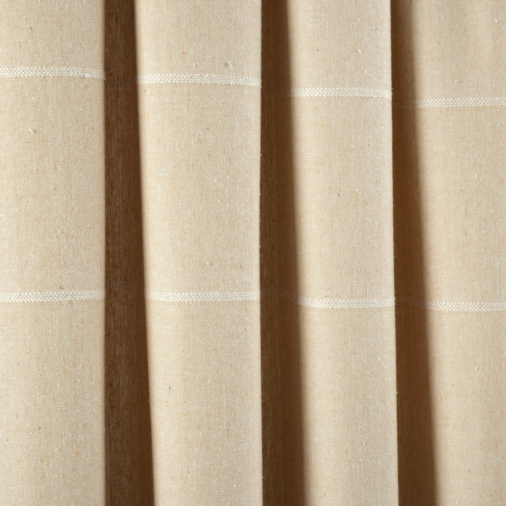 Farmhouse Boho Stripe Woven Tassel Yarn Dyed Recycled Cotton Blend Window Curtain Panel Set