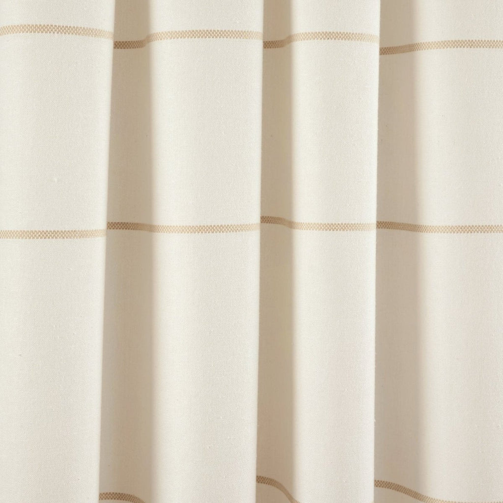 Farmhouse Boho Stripe Woven Tassel Yarn Dyed Recycled Cotton Blend Window Curtain Panel Set
