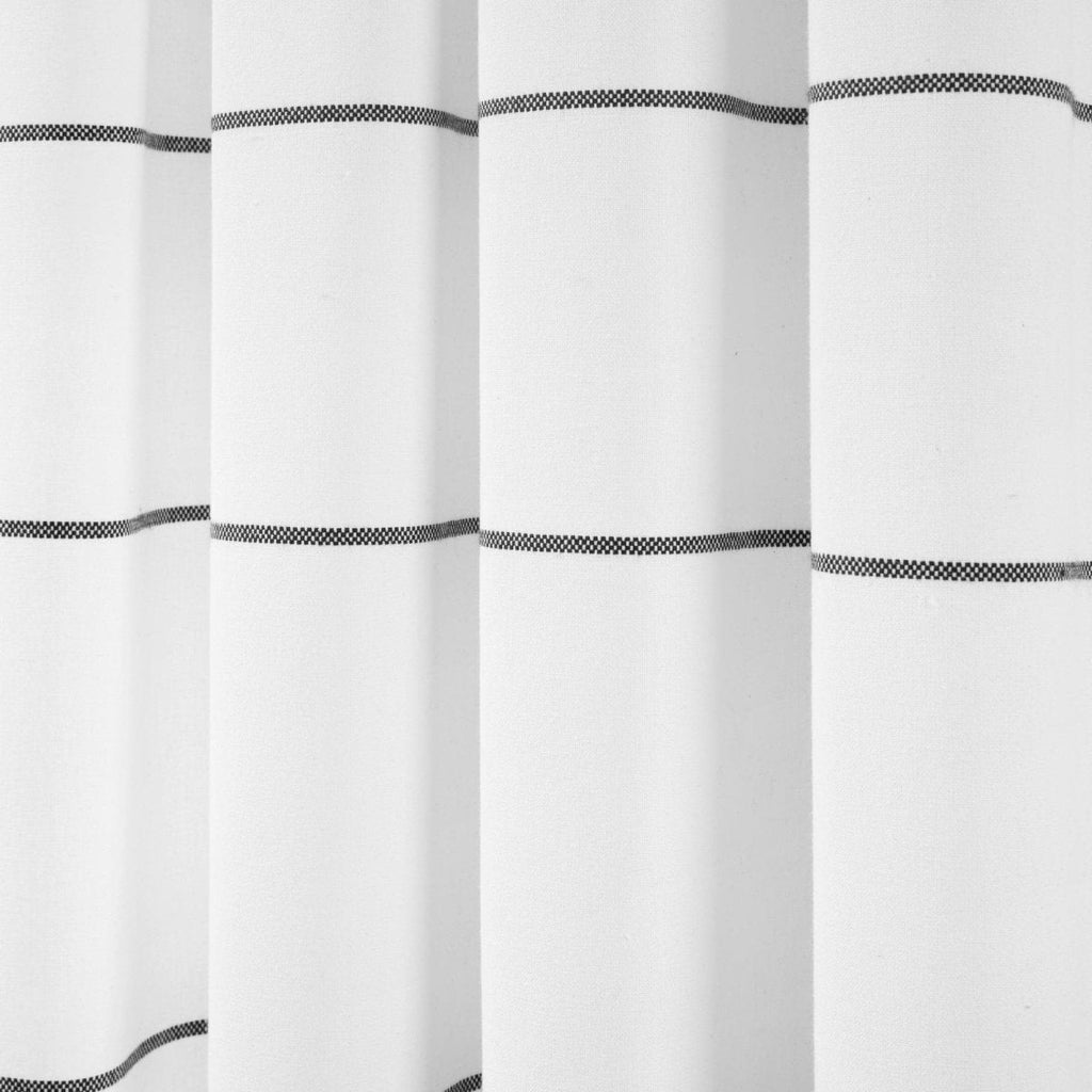 Farmhouse Boho Stripe Woven Tassel Yarn Dyed Recycled Cotton Blend Window Curtain Panel Set