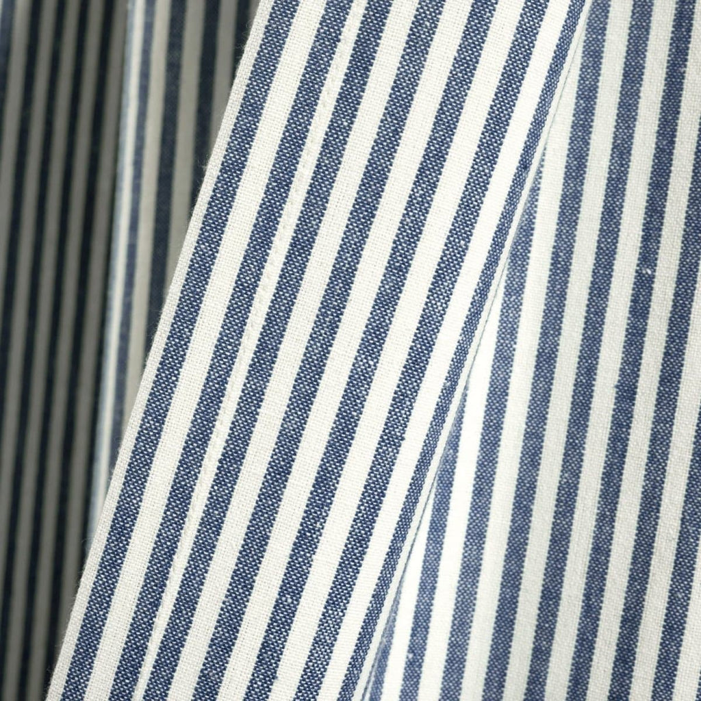 Farmhouse Vintage Stripe Recycled Cotton Blend Window Curtain Panel Set