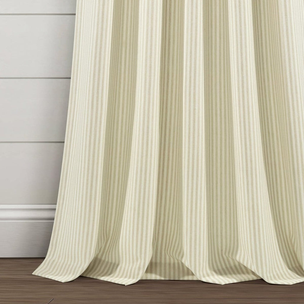 Farmhouse Vintage Stripe Recycled Cotton Blend Window Curtain Panel Set