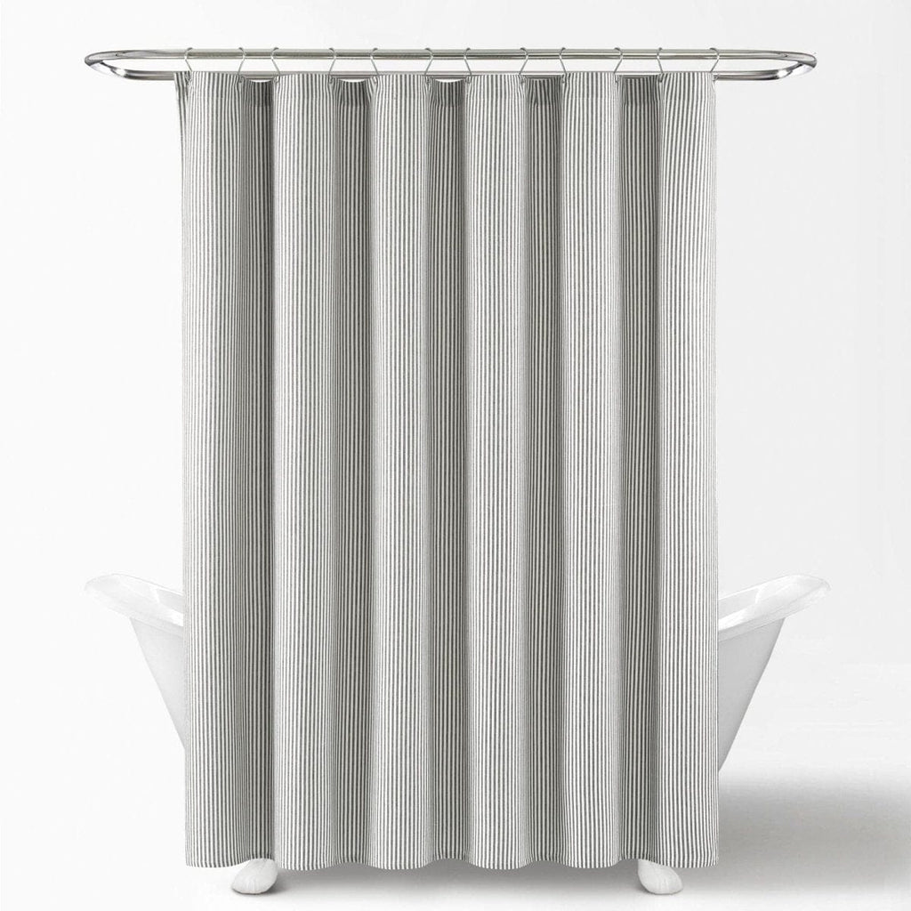 Farmhouse Vintage Stripe Yarn Dyed Recycled Cotton Blend Shower Curtain