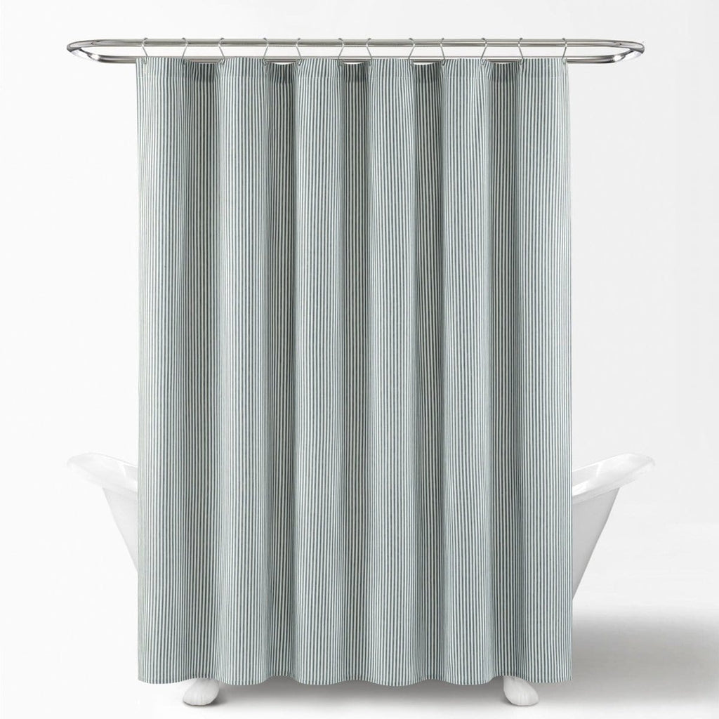 Farmhouse Vintage Stripe Yarn Dyed Recycled Cotton Blend Shower Curtain
