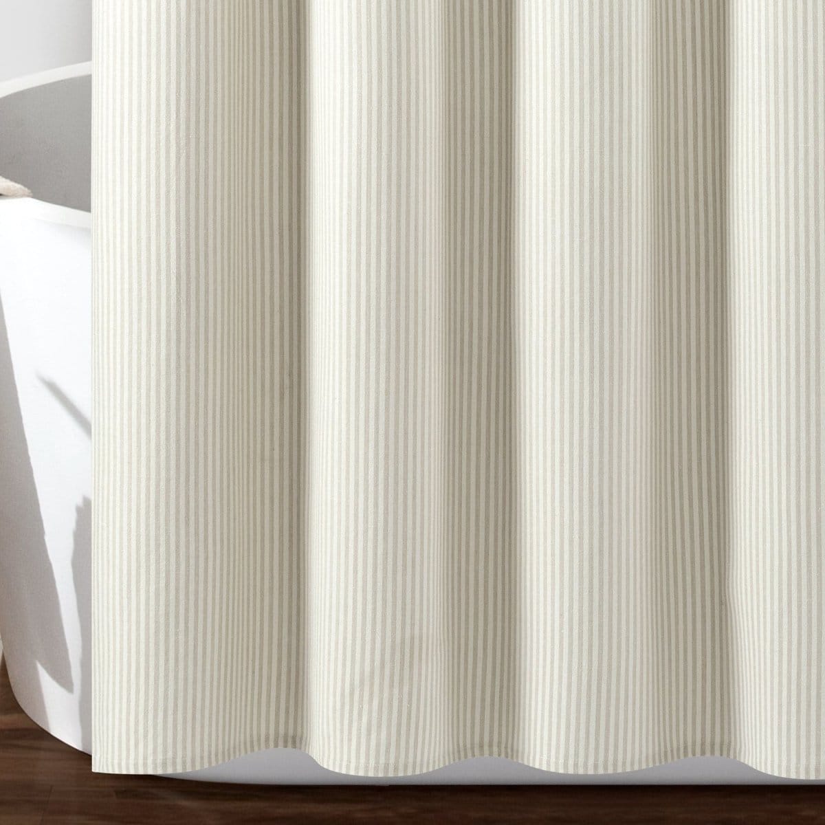 Farmhouse Vintage Stripe Yarn Dyed Recycled Cotton Blend Shower Curtain