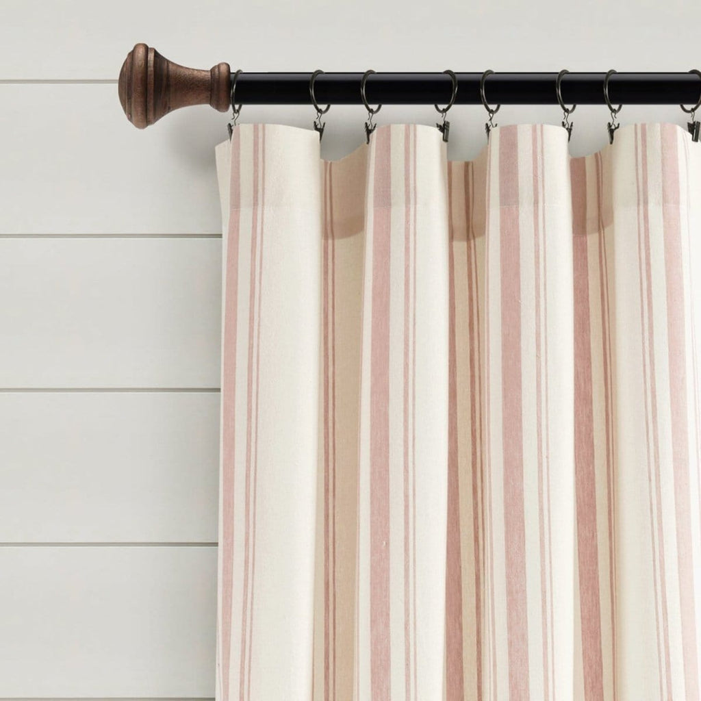 Farmhouse Stripe Yarn Dyed Recycled Cotton Blend Window Curtain Panel Set