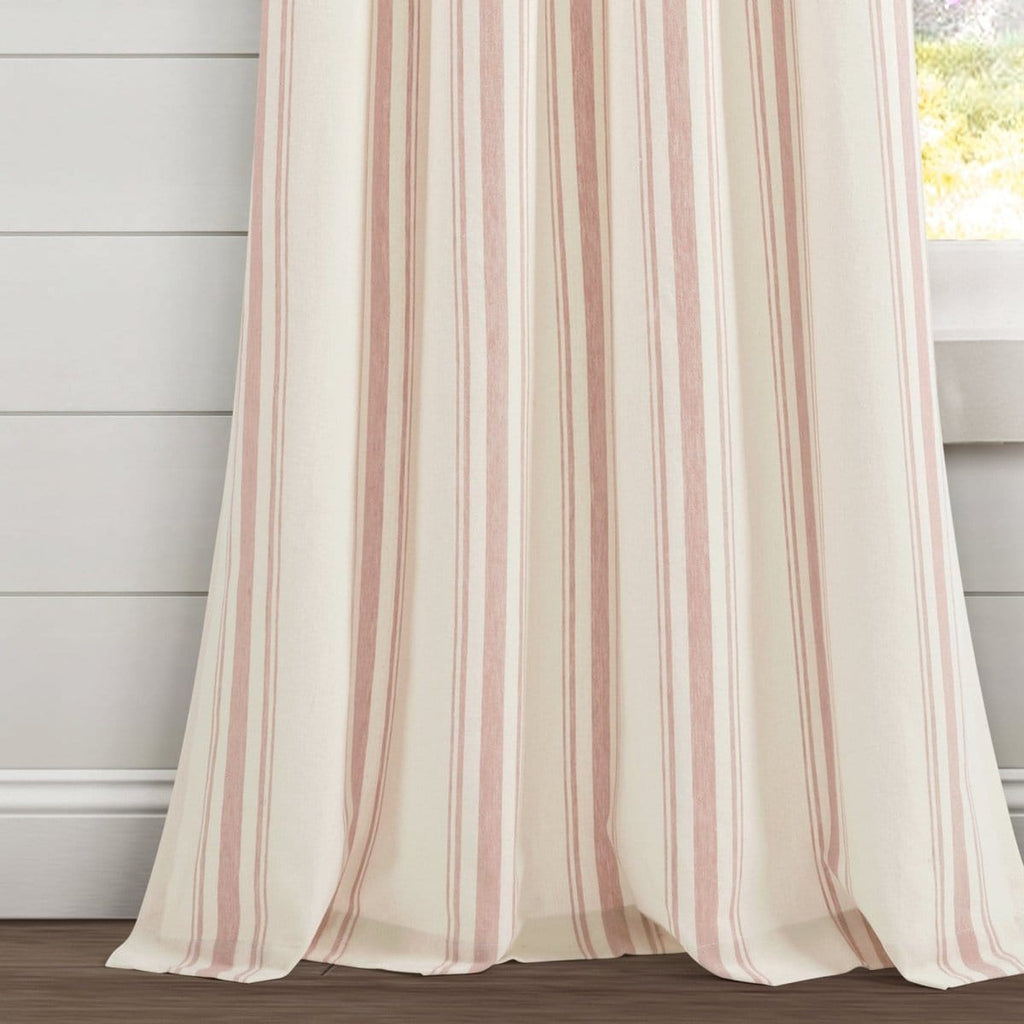 Farmhouse Stripe Yarn Dyed Recycled Cotton Blend Window Curtain Panel Set