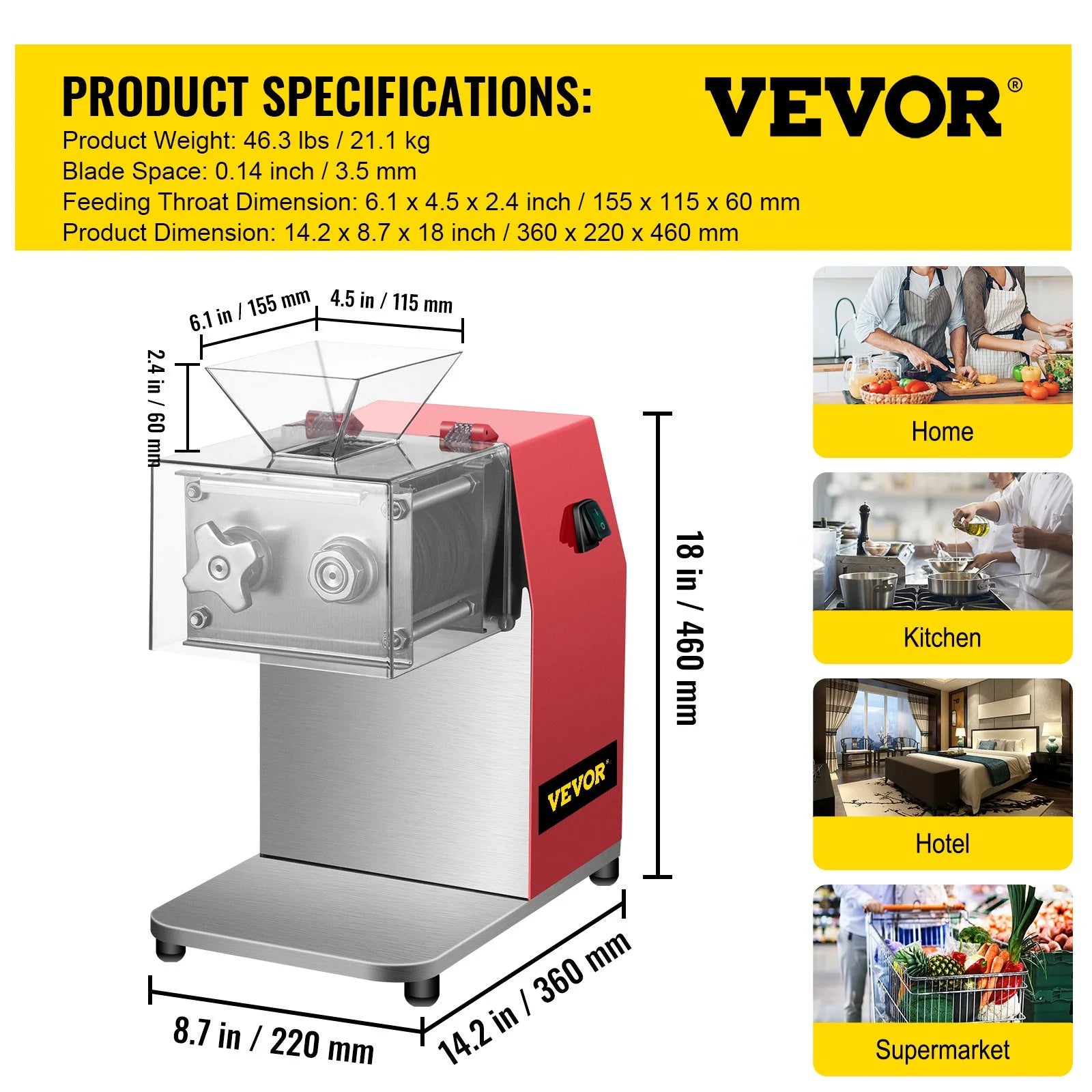 Red Electric Stainless Steel Meat Cutter with 3.5mm Blade Y109217