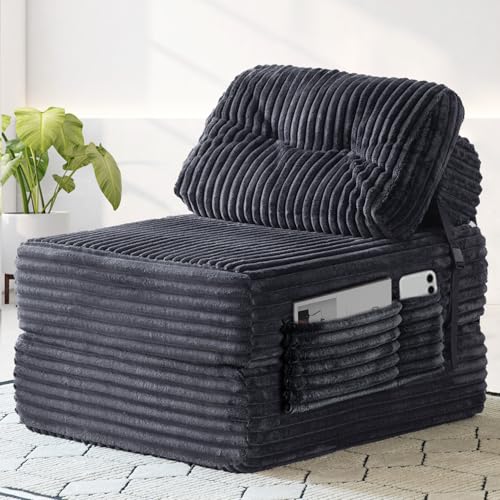 Dark Grey Folding Sofa Bed with Pillow X77740