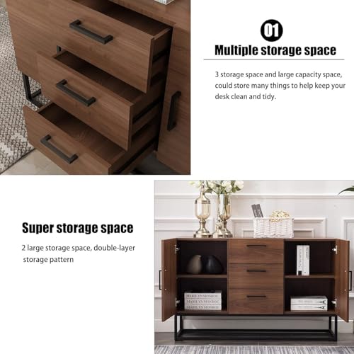 White Sideboard Storage Cabinet with Shelves and 2 Doors N1392