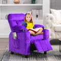 Purple Velvet Toddlers Kids Recliner Chair with Cup Holder V6260