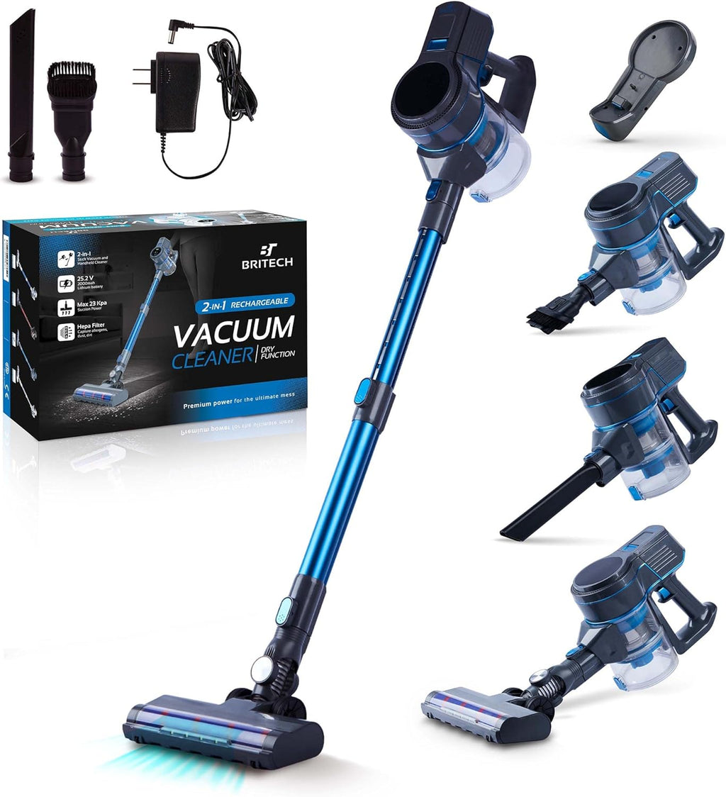 Cordless Stick Vacuum Cleaner with 250W Motor, 30min Runtime, LED Display Screen & Headlights (White) W260