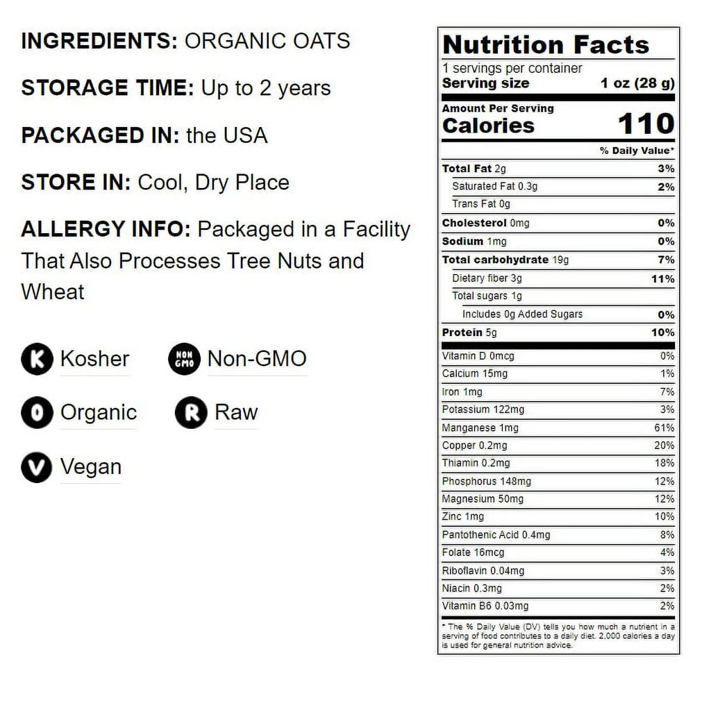 Organic Rolled Oats, 5 Pounds I840852