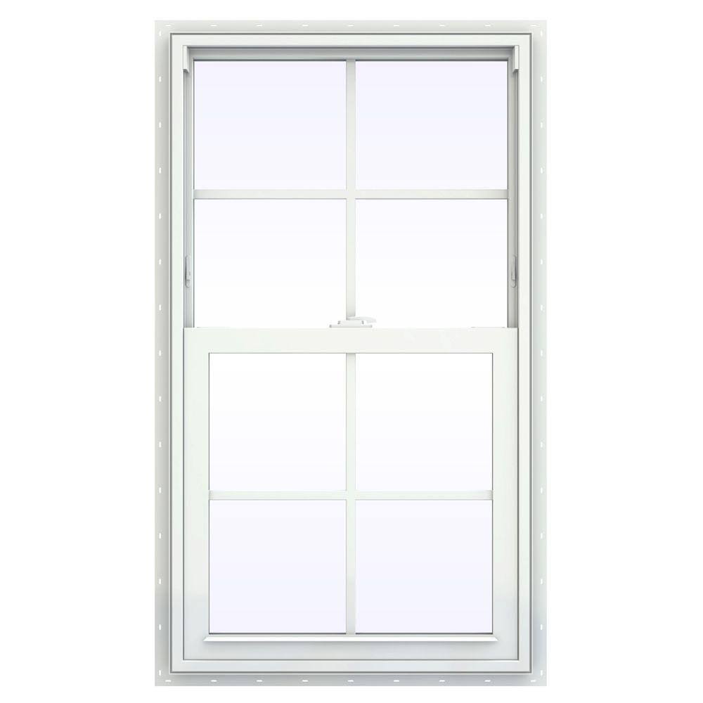 23.5 in. x 35.5 in. White Vinyl Single Hung Window with Colonial Grids T3111
