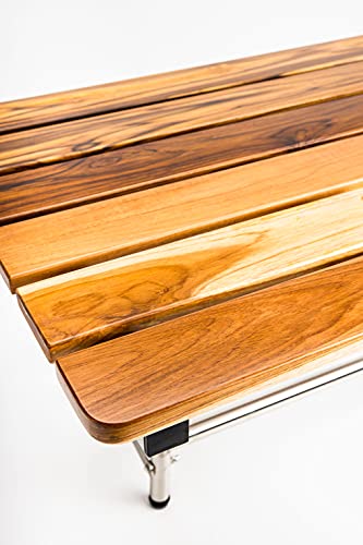 Teak Finish Folding Wall-Mounted Bath Seat 26"x21" D115075