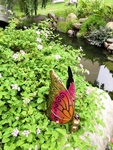 2 in 1 Waterproof Solar Butterfly Garden Light Metal Glass Decorative Lights LED Outdoor Lighting with Ground Stake (Blue) O229881