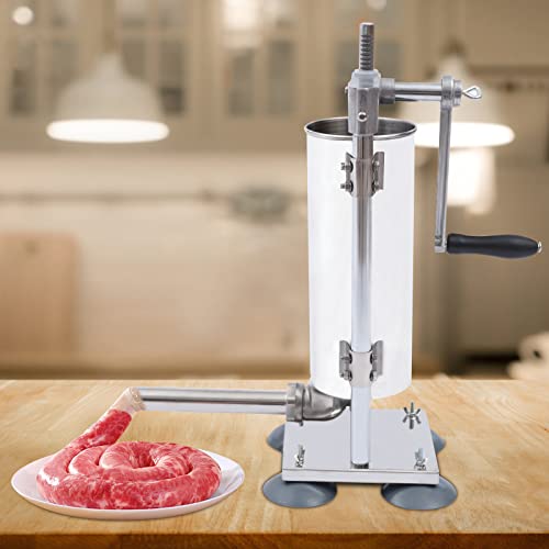 Stainless Steel 3L 6LBS Vertical Meat Sausage Stuffer Machine with 8 Stuffing Tubes S784983