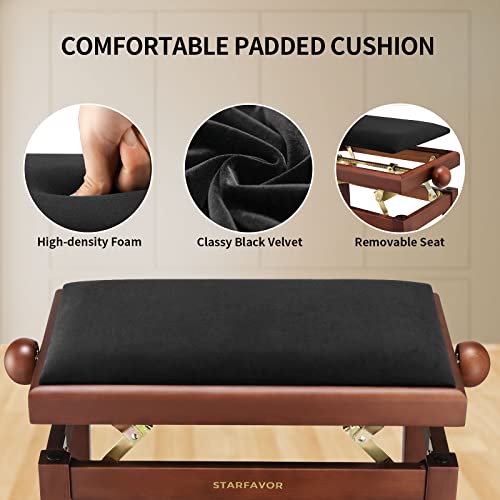 Adjustable Wooden Piano Bench with Padded Seat Cushion M339364
