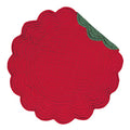 Red & Green Quilted 100% Cotton Round Christmas Placemat 17" Z51343