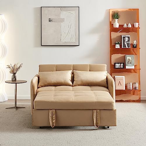 Pink Velvet Full Size Pull Out Sofa with USB Port Y144