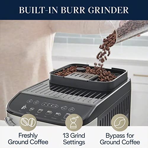Fully Automatic Bean to Cup Espresso Cappuccino and Iced Coffee Maker, Black, Silver O785760
