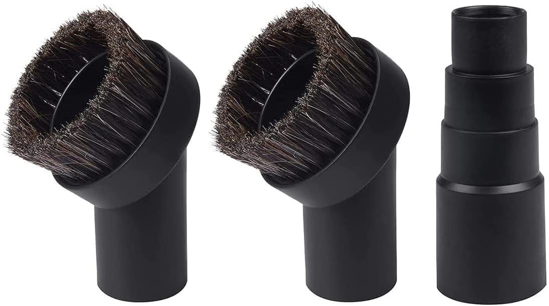 2 Pieces 25mm Horse Hair Vacuum Attachment with Universal Connector, Round Dust Brush, Hose Adapter S34877