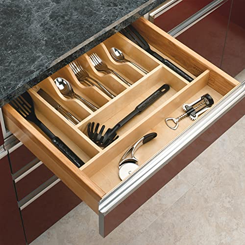 Natural Maple Wood 9 Compartment Silverware Drawer Organizer T56241