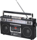Portable Cassette Player Boombox AM/FM Radio Tape Player Recorder with Bluetooth Microphone F662865