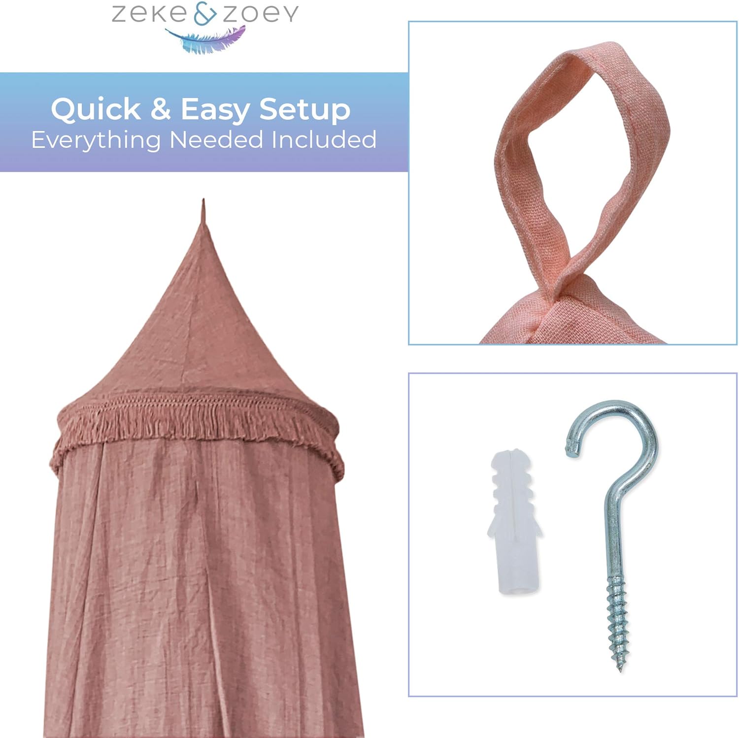Dusty Pink Princess Canopy with Tassels M154707