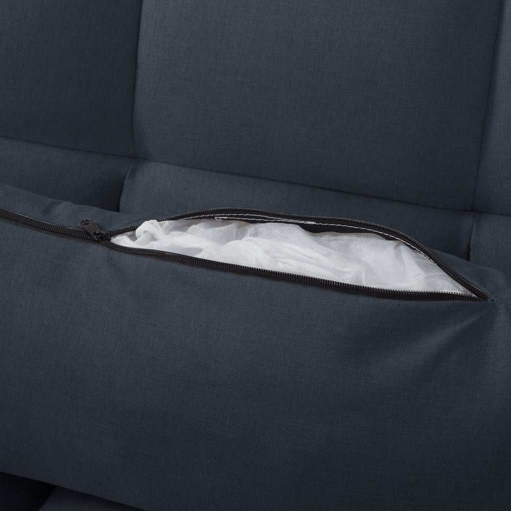 76" Futon Sofa Bed, Upholstered with Polyester, Wood Frame, Dark Gray C633521