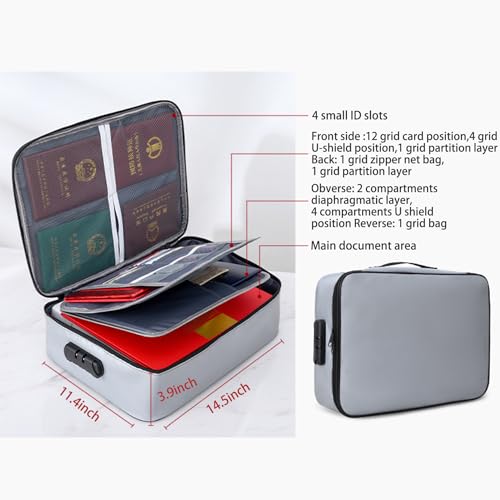Black Fireproof Waterproof Document Bag with Lock X962