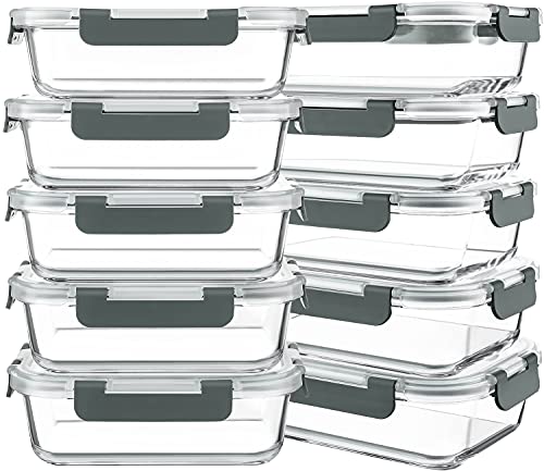 10 Packs 30 oz Glass Meal Prep Containers with Lids S388