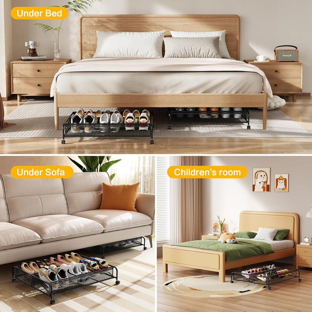 2 Pack Under Bed Shoe Storage Organizer with Wheels S108862