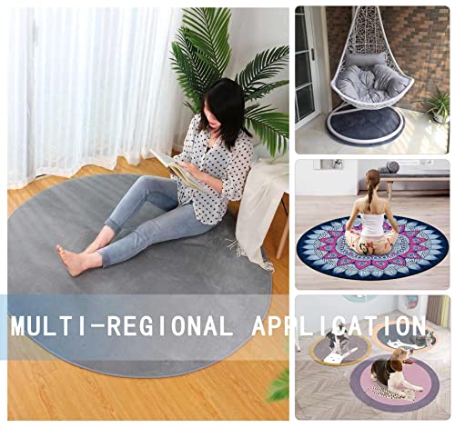 Green Tropical Leaves Round Rug 39 in Floor Protector Mat P93256