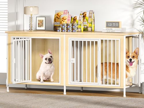 39.96" XL Wooden Large Dog Crate Furniture with 2 Doors G320