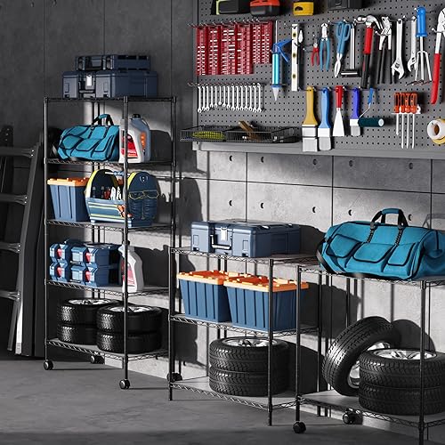 5 Tier NSF Metal Wire Shelving Unit, 60" H x 30" L x 14" D, Chrome N8347