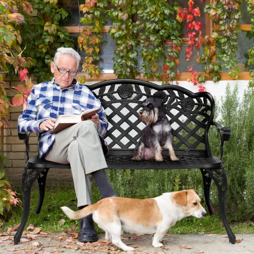 42.5" Black Cast Aluminum Outdoor Bench S3879