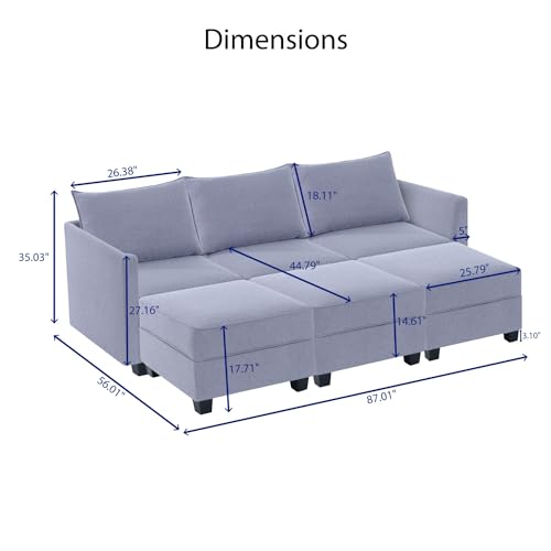 Caramel 6-Seater Modular Sleeper Couch with Ottoman Air Leather D376704