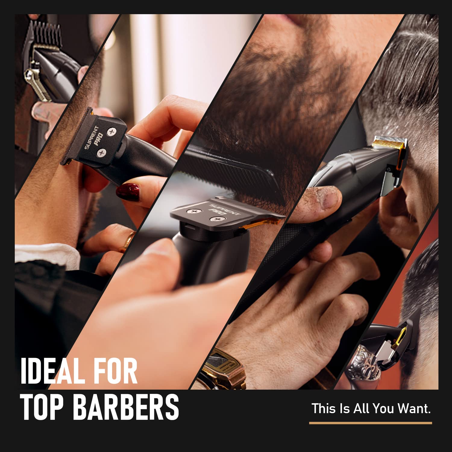 USB-C Rechargeable Cordless Hair Clippers with T-Blade Trimmer, Black I753
