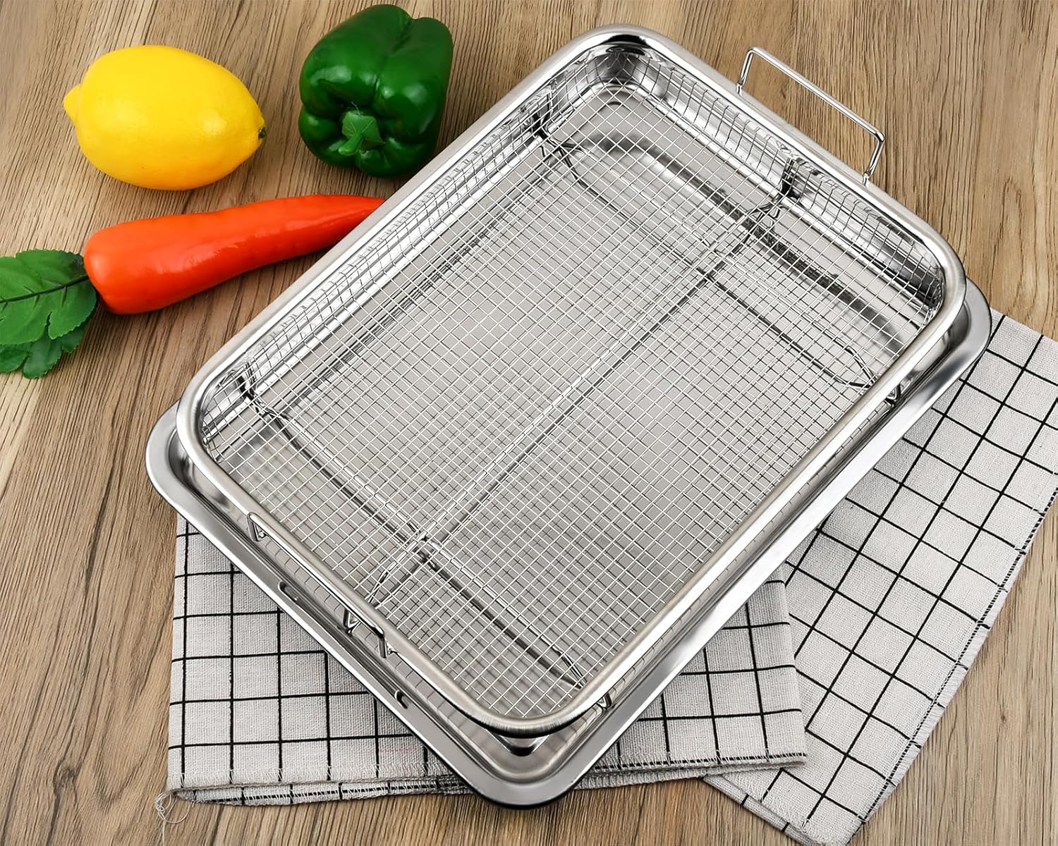Set of 2 Stainless Steel Filter Basket 13 x 10 Inches D523