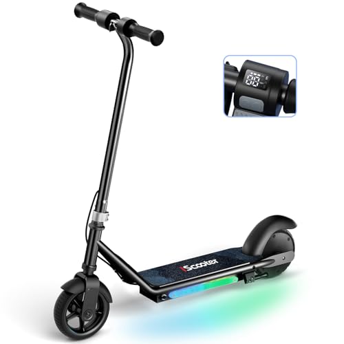 Electric Scooter for Kids, 150W Motor, LED Display, 3 Speeds Adjustable, 3 Adjustable Heights, Colorful Lights, Double Brake, Magnetic Charging J8416