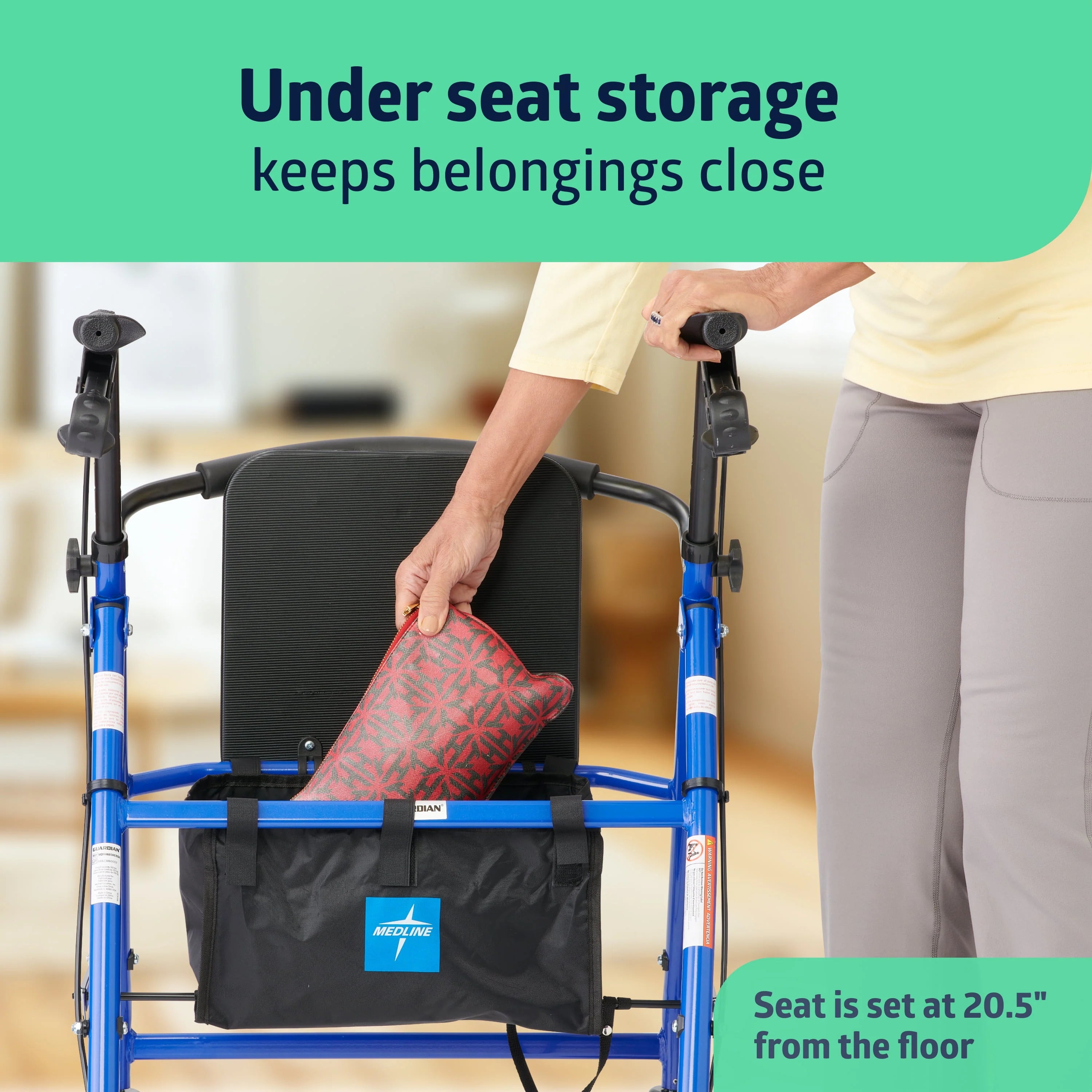 Blue Steel Rollator Walker with 6” Wheels I39417