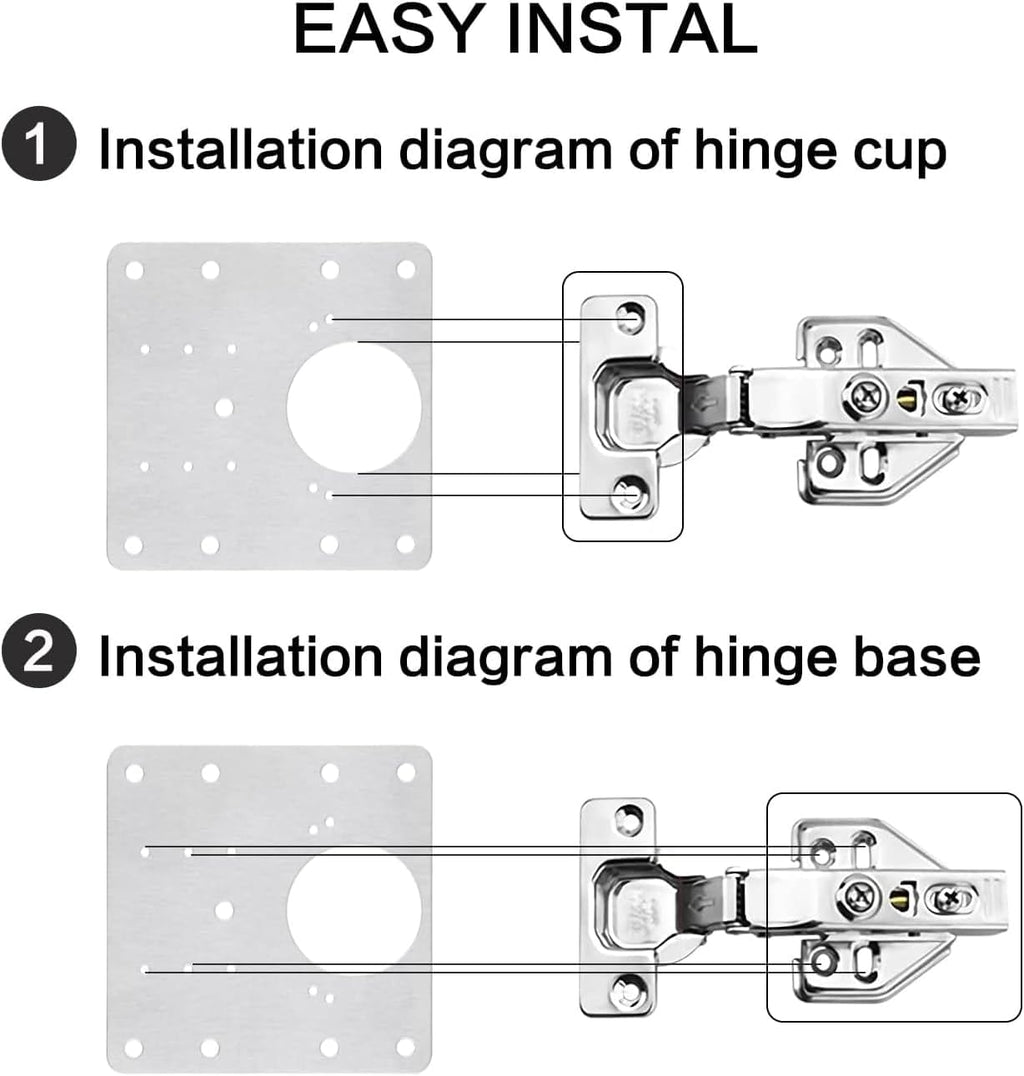 16pack Stainless Steel Cabinet Hinge Repair Plate kit with Mounting Screws Y5220