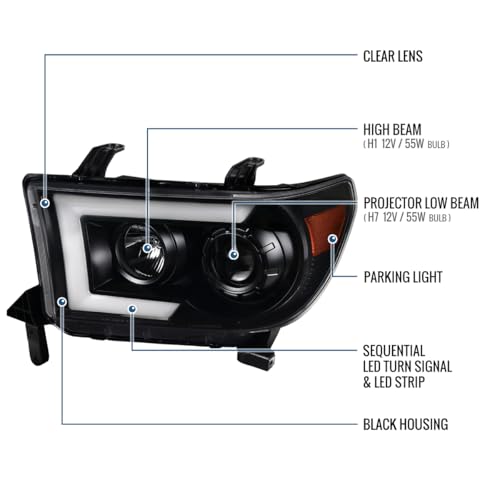 Black Projector Headlights Pair for Toyota Tundra Sequoia Z252931