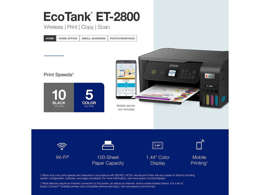 Black Wireless Color All-in-One Supertank Printer L203244