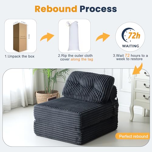 Dark Grey Folding Sofa Bed with Pillow X77740