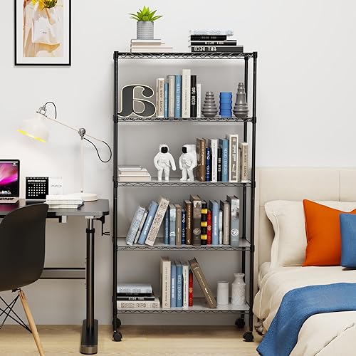 5 Tier NSF Metal Wire Shelving Unit, 60" H x 30" L x 14" D, Chrome N8347