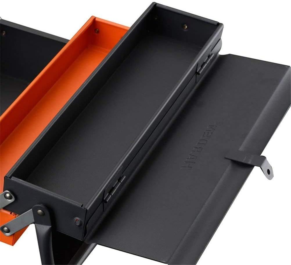 Portable Metal Tool Box with 3 Level Fold Out Organizer Storage V8895